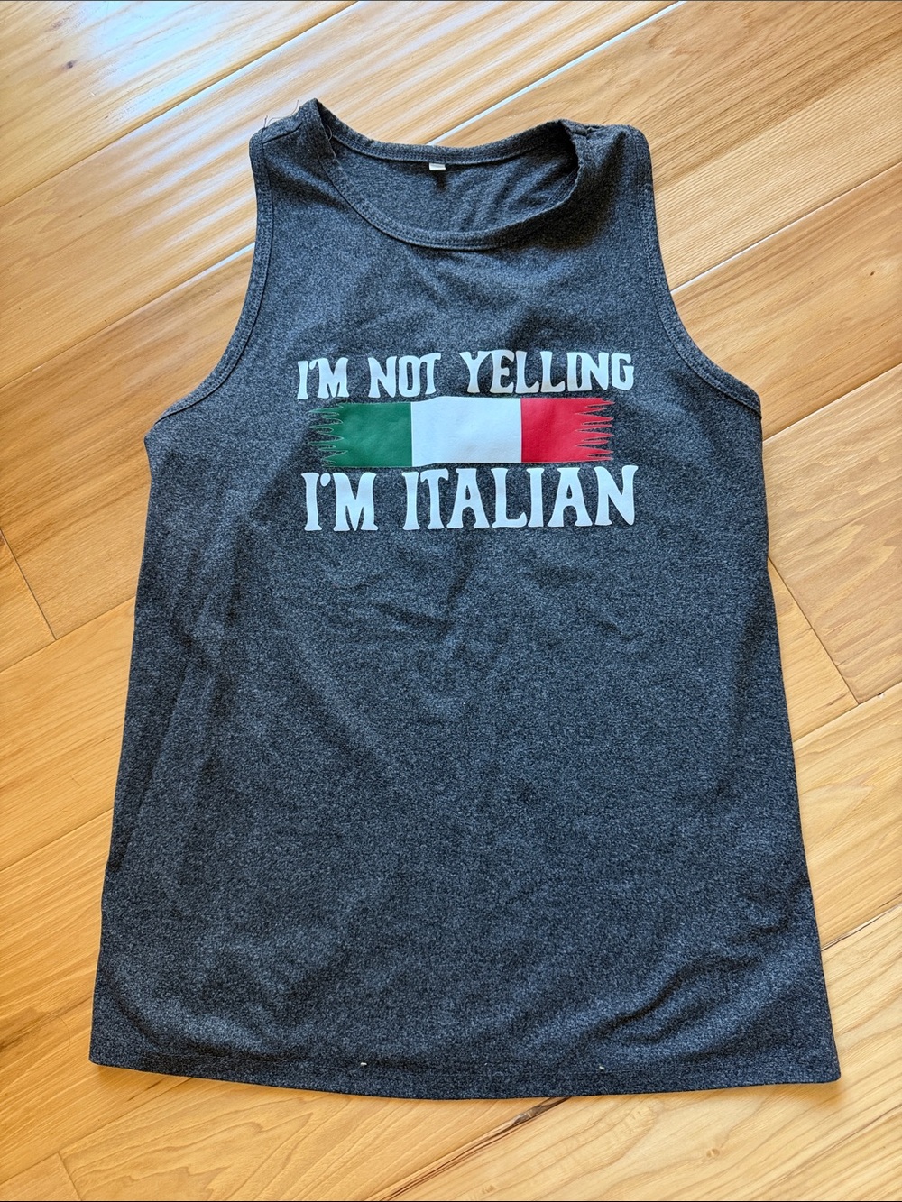 Gray Tank Top with Italian Flag Graphic